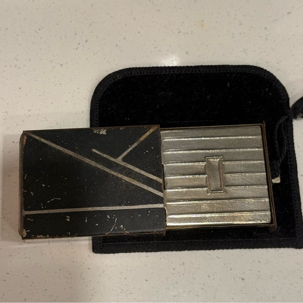 Vintage Black and Silver Compact Case